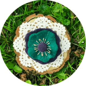 Grande Barette Florale Violet et Verte