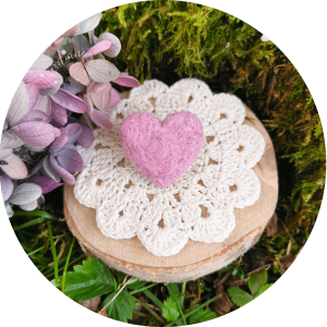 Broche Cœur de mon Cœur Rose Chiné