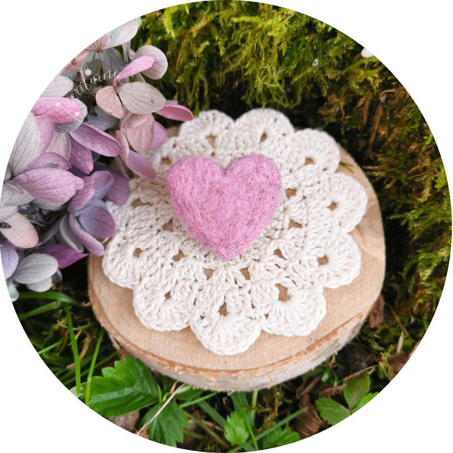 Broche Cœur de mon Cœur Rose Chiné