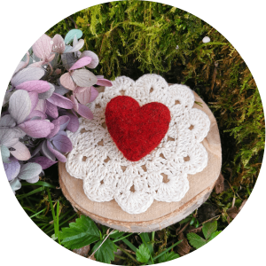 Broche Cœur de mon Cœur Rouge Chiné